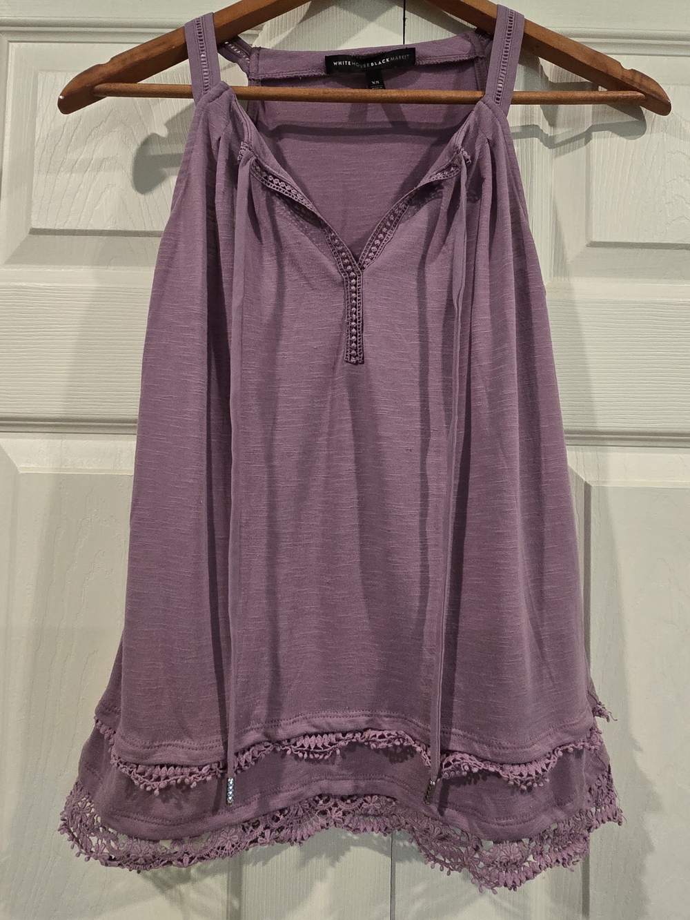 White House Black Market Lavender And Black Crochet-Hem Tanks (2)